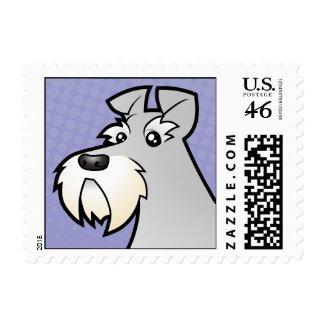 Cartoon Schnauzer Stamp Cartoon Light Salt and Pepper Schnauzer Postage Stamp