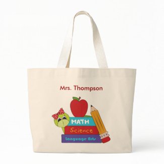 Cartoon School Books Teacher Tote Bag