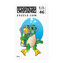 Cartoon Scuba Turtle Postage