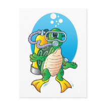 Cartoon Scuba Turtle postcards