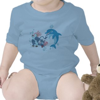 Cartoon Seacow and Dolphin baby apparel shirt