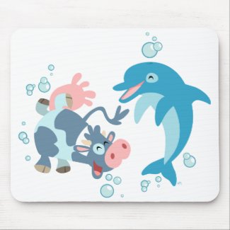 Cartoon Seacow and Dolphin mousepad mousepad