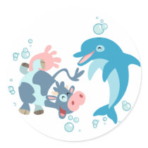 Cartoon Seacow and Dolphin sticker by Lioness_Graphics Cartoon Seacow and Dolphin sticker