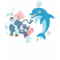 Cartoon  Seacow and Dolphin  women T-shirt