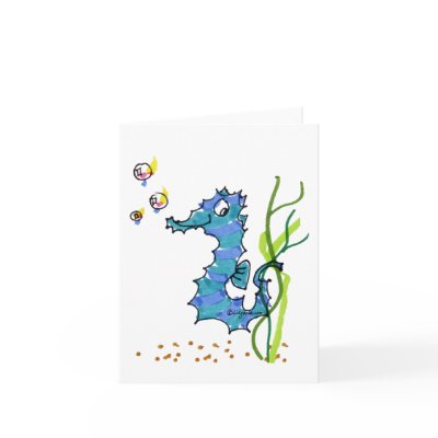 Cartoon Seahorse Cute Card by zooogle