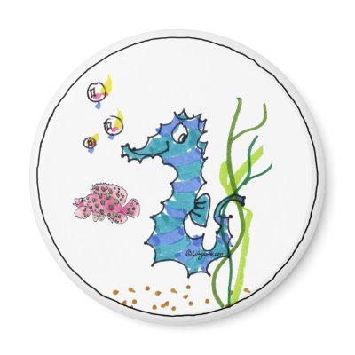 Cartoon Seahorse Cute Magnets by zooogle
