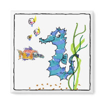 Cartoon Seahorse Cute magnets by zooogle Cartoon Seahorse Cute magnets