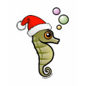 Cartoon Seahorse Santa t-shirts