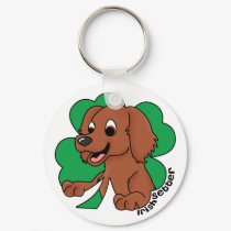 Cartoon Shamrock Irish Setter Keychain