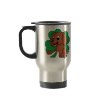 Cartoon Shamrock Irish Setter Travel Mug by MenagerieMayhem Cartoon Shamrock Irish Setter Travel Mug