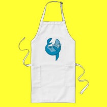 Cartoon Shark rolling back laughing Apron