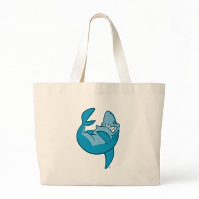 Cartoon Shark rolling back laughing Beach Bag by Lioness_Graphics
