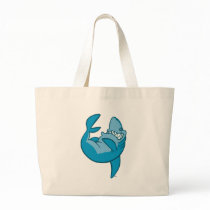 Cartoon Shark rolling back laughing Beach Bag