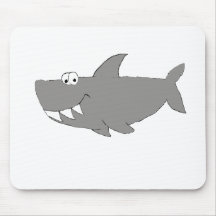 Cartoon Shark Swimming Mouse Pads