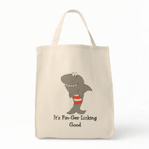 Cartoon Shark With A Bucket Of Fried Chicken Bags