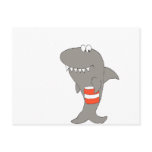 Cartoon Shark With A Bucket Of Fried Chicken postcards