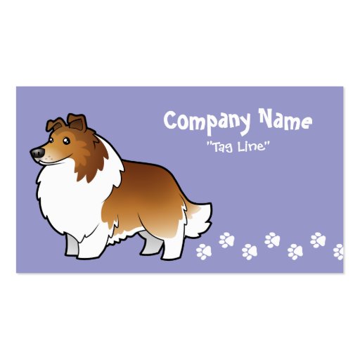 Cartoon Shetland Sheepdog / Collie Business Card Template (front side)