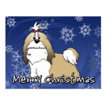 Cartoon Shih Tzu Christmas Postcards