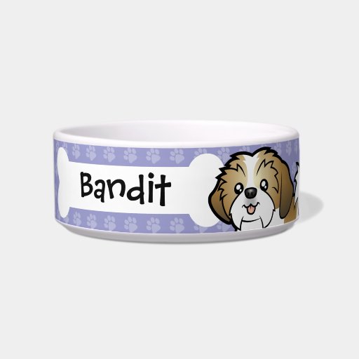 Cartoon Shih Tzu (puppy cut) Cat Water Bowl