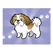Cartoon Shih Tzu (puppy cut) Post Cards