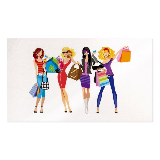 CARTOON SHOPPING GIRLS VECTORS FASHION STYLE FUN F BUSINESS CARDS (back side)
