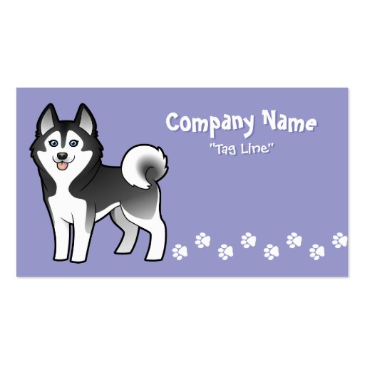 Cartoon Siberian Husky / Alaskan Malamute Business Cards (front side)