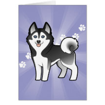Cartoon Siberian Husky / Alaskan Malamute Card