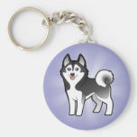 Cartoon Siberian Husky / Alaskan Malamute Keychain