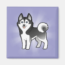 Cartoon Siberian Husky / Alaskan Malamute Magnets