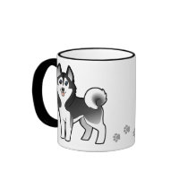 Cartoon Siberian Husky / Alaskan Malamute Mug