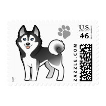 Cartoon Siberian Husky / Alaskan Malamute Stamp