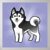 Cartoon Siberian Husky / Alaskan Malamute Print