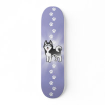 Cartoon Siberian Husky / Alaskan Malamute Skateboard
