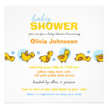 Cartoon Silly Duckies Baby Boy Shower Invitation