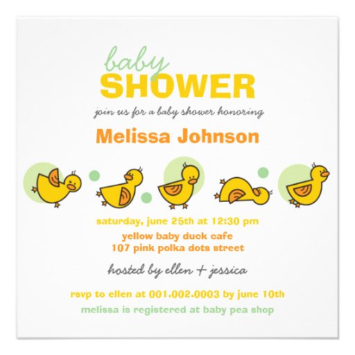 Cartoon Silly Duckies Baby Shower Neutral Invite