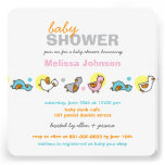 Cartoon Silly Duckies Neutral Baby Shower Invite
