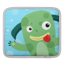Cartoon Silly Green Monster iPad Sleeves