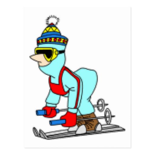 Cartoon Skier Postcard | Zazzle