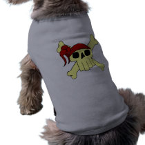 cartoon skull and crossbones dog shirt