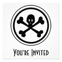 Cartoon Skull & Crossbones Logo Invitation