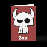 Cartoon Skull Design with Horns, Boo! Greeting Cards