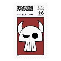 Cartoon Skull Design with Horns Postage Stamp