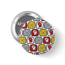 Cartoon Skulls and Bones Halloween Button