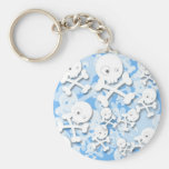 CARTOON SKULLS BABY BLUE WHITE LAYERED DIGITAL VEC KEYCHAIN
