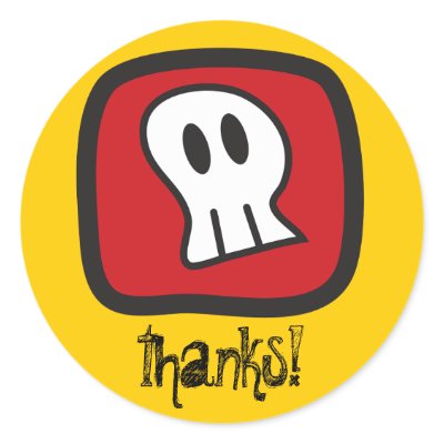Cartoon Skulls & Bones Halloween Party Favor Label round stickers