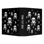 Cartoon Skulls Collage - Black & White 3 Ring Binder