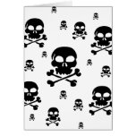 Cartoon Skulls Collage - Black & White Greeting Card