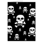 Cartoon Skulls Collage - Black & White Card