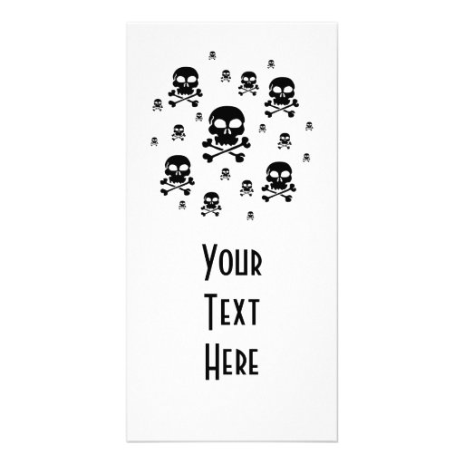 Cartoon Skulls Collage - Black & White Customized Photo Card