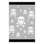 Cartoon Skulls Collage - Black & White Stationery